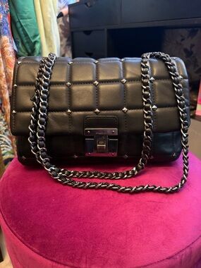 Aldo Black Quilted Studded Chain Shoulder Bag